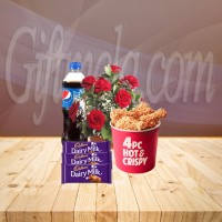 8 Red Roses With Cadbury Dairy Milk Chocolate Combo