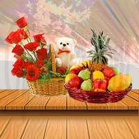 Teddy Bear With Fruit Basket