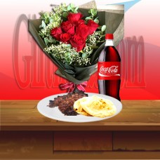 Seekh Kebab and Red Rose Bouquet gift combo 