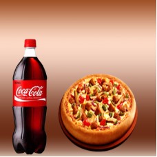 Spicy Grilled Chicken Pizza and Soft Drinks