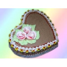 Heart Shape Cake, 3 Creamy Flowers on Top(1KG)