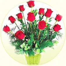 20 Red roses classically arranged in a basket