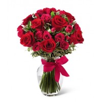 24 Roses in a vase for loved one